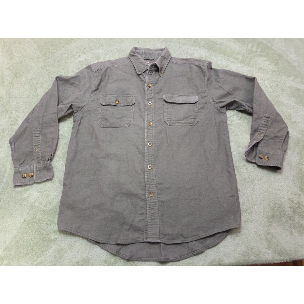 CE Schmidt Men's Flannel Shirt Green Button Pockets Workwear Size L